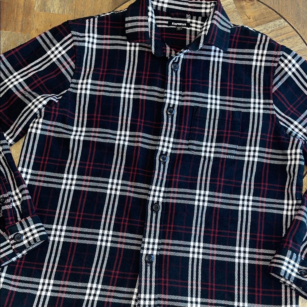 Express Black and Red Plaid Men’s‎ Button Down